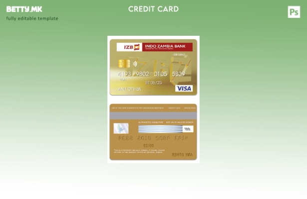 Модерен стил Шаблон за виза златна картичка на Замбија ИЗБ банка